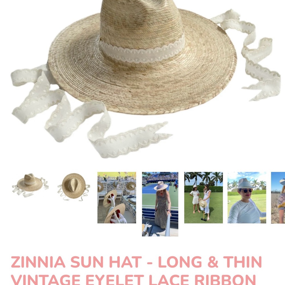 Sara Bray Zinnia Tan Straw Hat with White Lace Band - medium/large - Picture 5 of 7